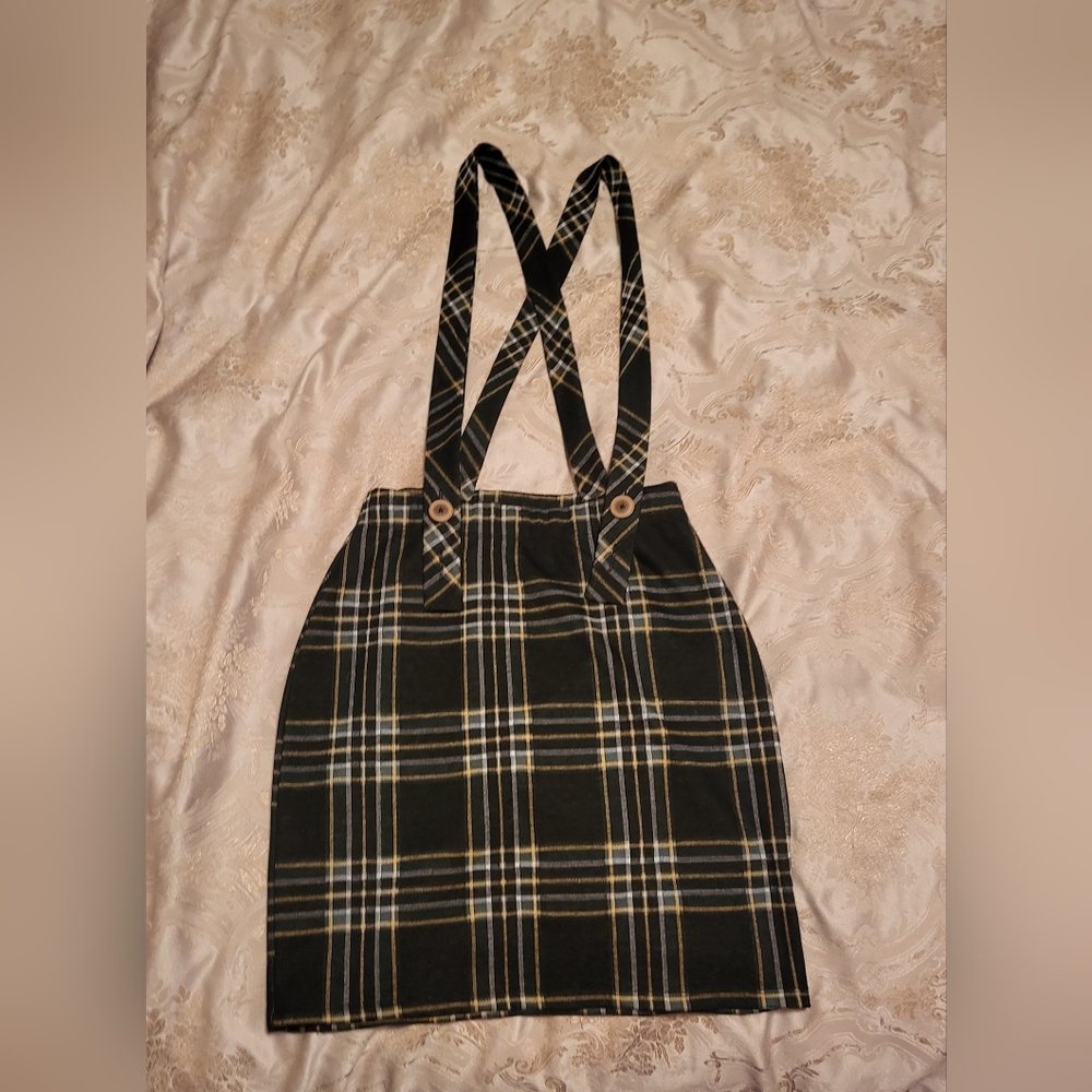 Plaid Patterned Skirt Suspenders